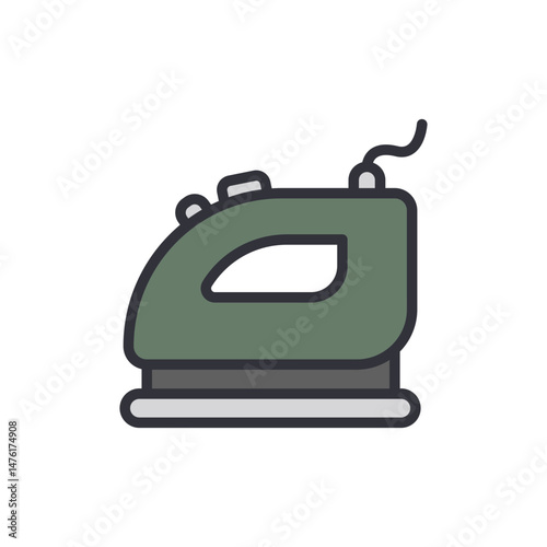 Stylized Illustration Of A Modern Electric Iron On Transparent Backdrop