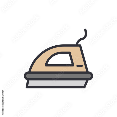 Retro Style Electric Iron With Smooth Lines And Neutral Color Palette