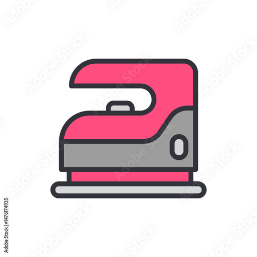 Modern Style Electric Clothes Iron In Pink And Grey Illustration