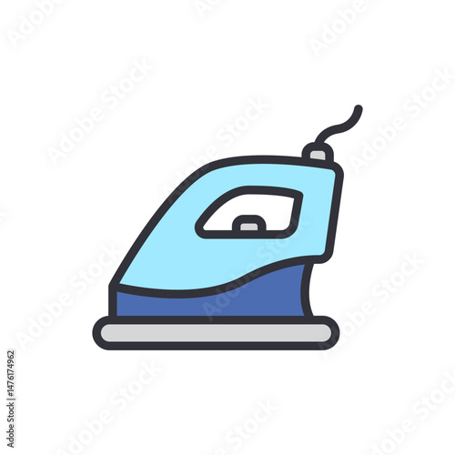 Stylized Illustration Of A Light Blue Electric Iron With Cord