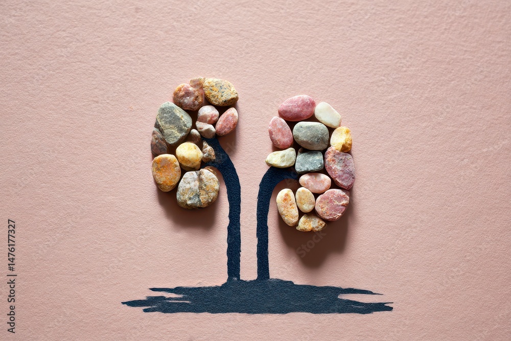 Stones on the silhouette of the kidneys. A symbol of kidney disease