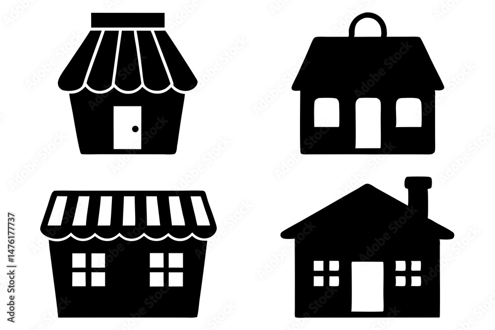 Fototapeta premium set of Shop silhouette vector illustration