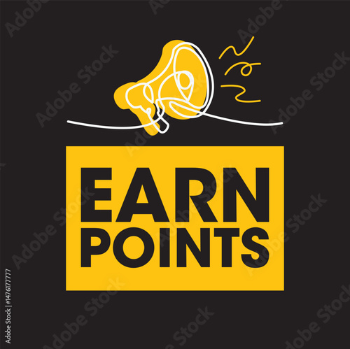 Earn points sign, label clip art flat design.