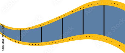 Movie time and cinema illustration. Film roll, projector, ticket, pop corn for cinema and movie decoration. Vector isolated.