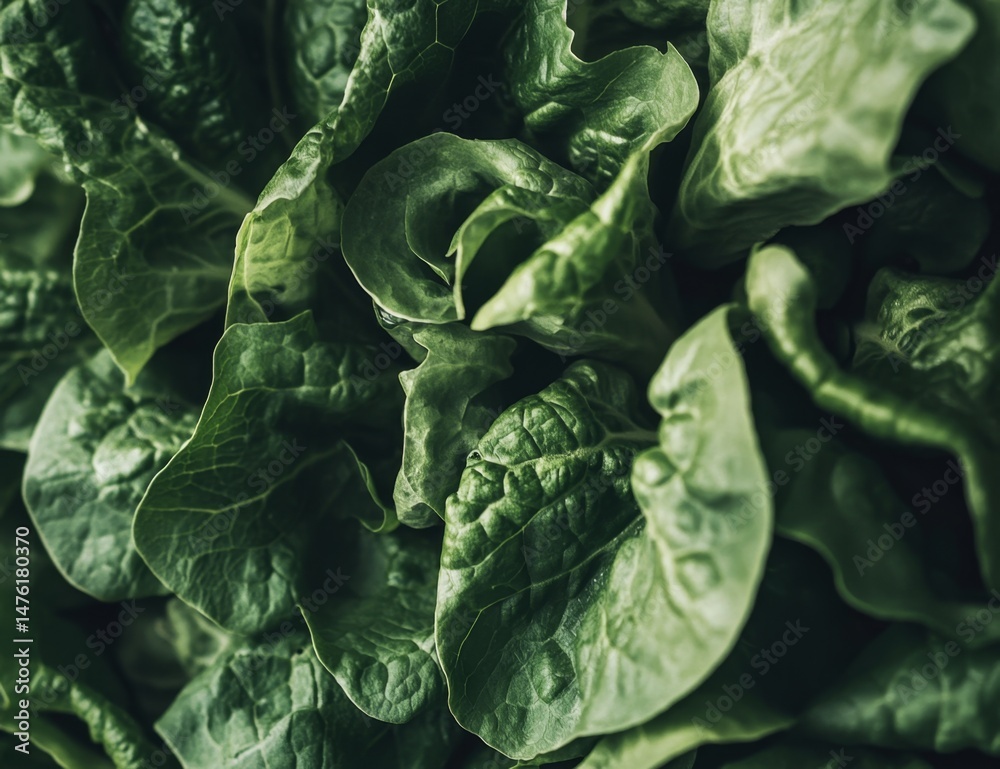 Fototapeta premium Fresh green leafy lettuce close-up