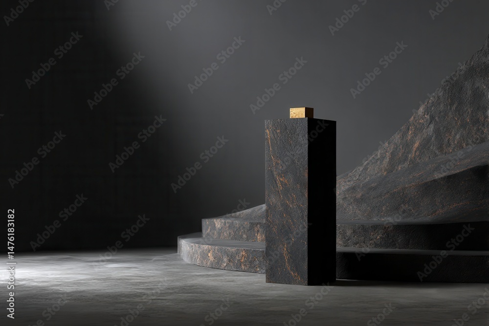 black stone podium for product presentation