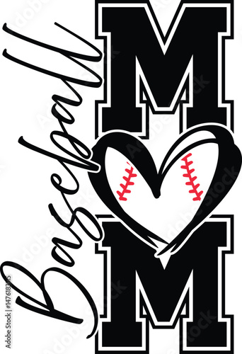 Baseball mom shirt vector art for crafters and designers. Includes vector formats. Perfect for Cricut Illustrator projects, showing your baseball mom pride.