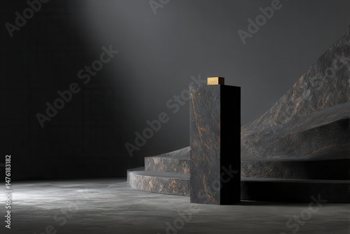 Obraz na płótnie black stone podium for product presentation w salonie