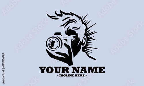 illustration depicts a photographer passionately capturing a special moment. Photography concept, vector illustration of photographer capturing a moment and logo photographer design