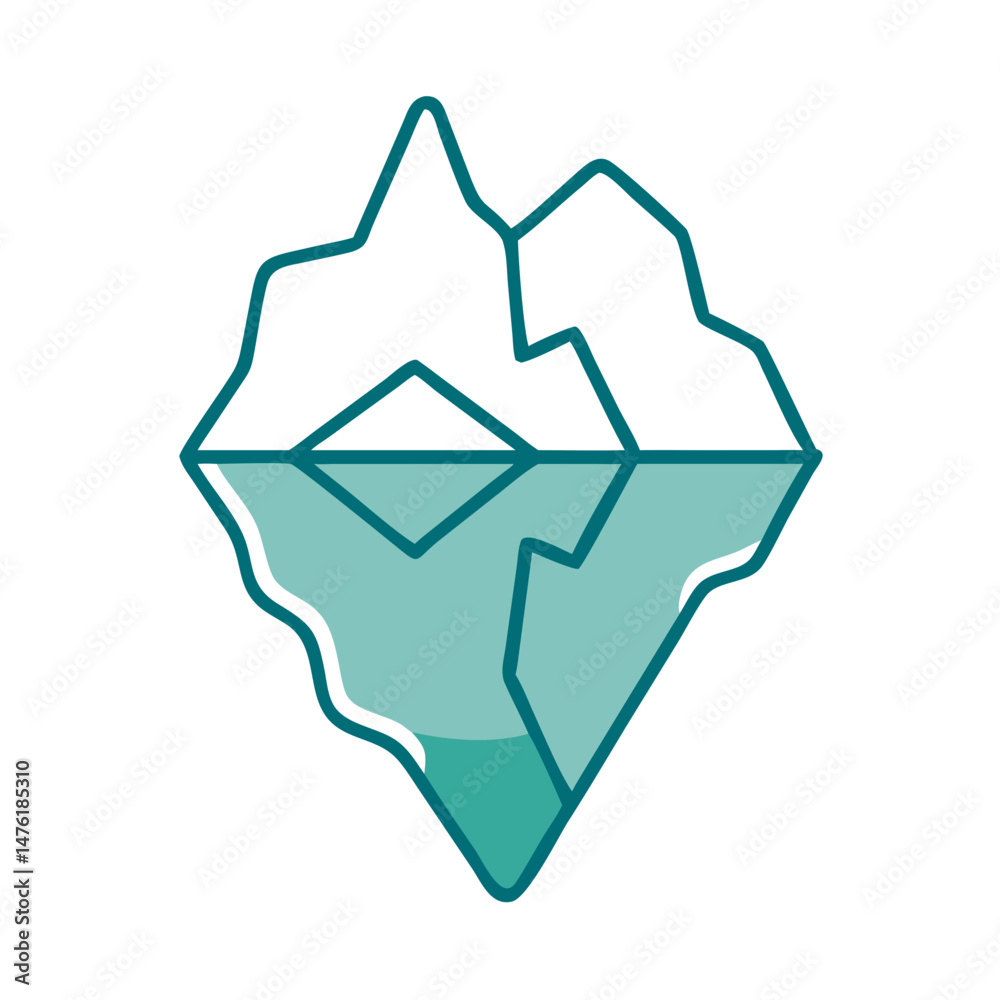 Iceberg icon design in minimalist style with cool colors Iceberg icon design in minimalist style with cool colors