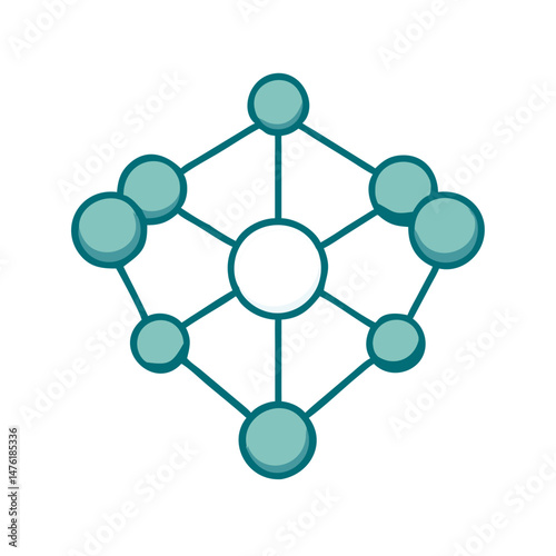 Molecular structure illustration with interconnected nodes  