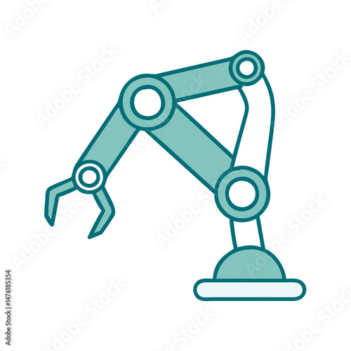 Robotic arm illustration in teal color design  