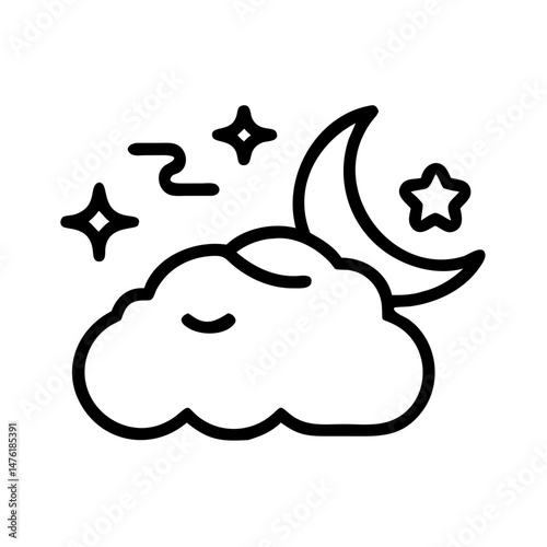 Sleep Improvement Icons with Moon, Stars, and Cloud Design  