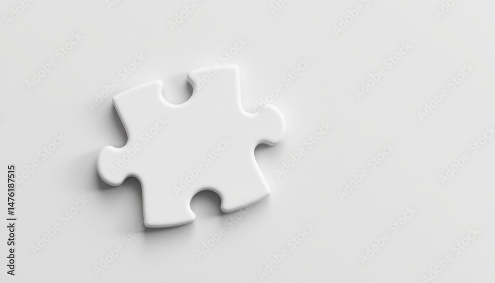Obraz premium White puzzle piece on a light background.