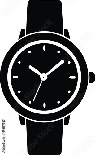 Classic hand watch silhouette vector, fashion watch silhouette,  hand watch icon vector