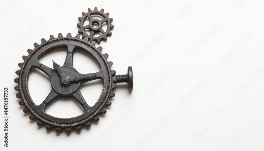 Obraz premium Mechanical gears on a white background.