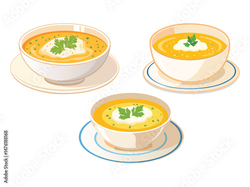 vector illustration of a Biersuppe (Beer Soup, A Creamy Dish Made with Beer)
