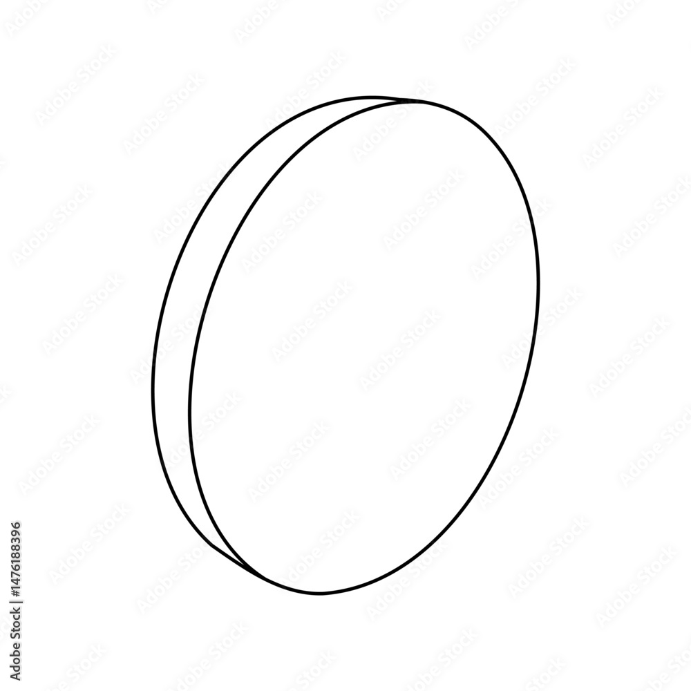 The outline of a large circle is made with black lines. 3D view of the object in perspective. Vector illustration on white background The outline of a large circle is made with black lines. 3D view of the object in perspective. Vector illustration on white background