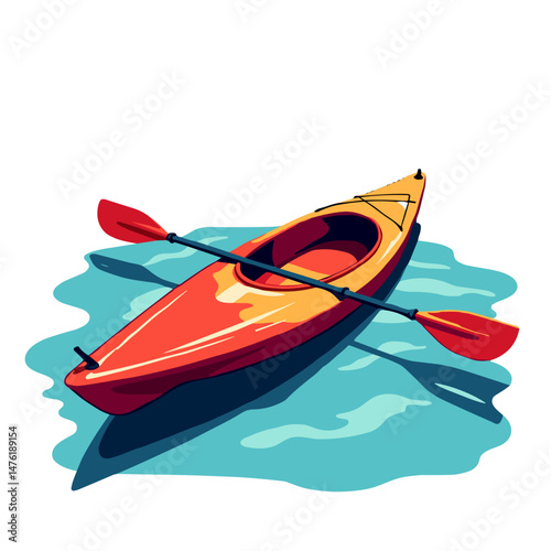 Vibrant kayak floating on water, bold self-expression