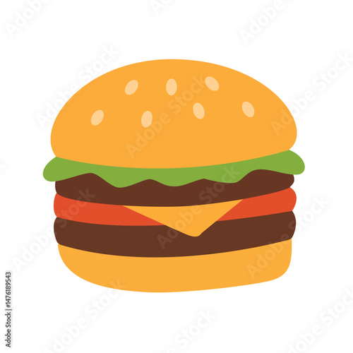 National Hamburger Day. Large hamburger isolated on a white background, burger, cheeseburger. Vector illustration.