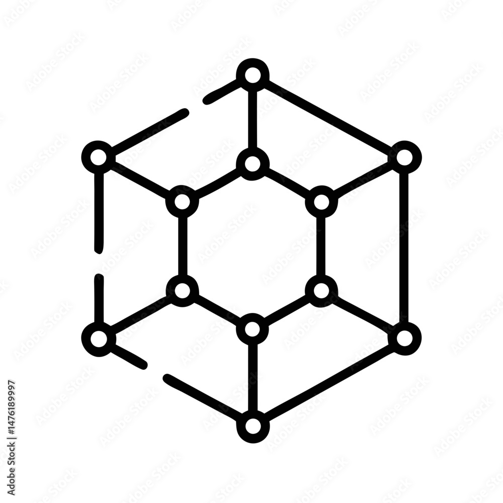 Molecular Structure Icon – Hexagonal Network Line Art Symbol Molecular Structure Icon – Hexagonal Network Line Art Symbol