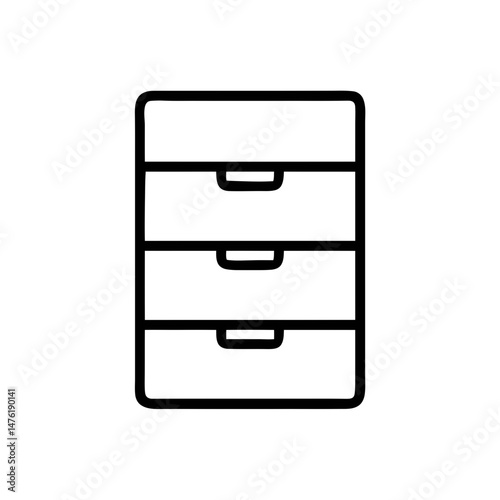 File Cabinet Icon – Office Drawer Storage Outline Vector Illustration