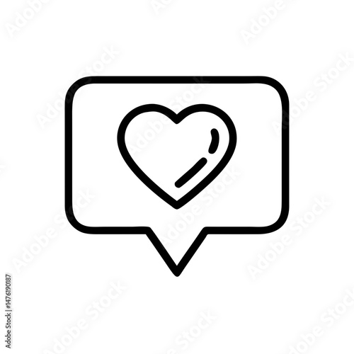 Heart in Chat Bubble Icon – Love Message Social Media Like Vector