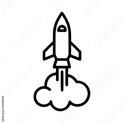 Rocket Launch Icon – Minimal Line Style Symbol for Startup and Innovation Concepts