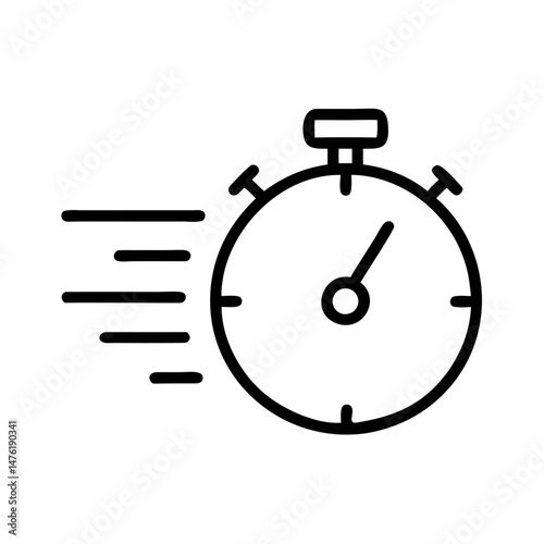 Stopwatch Icon – Fast Timer Symbol in Minimal Line Style for Speed and Time Concepts