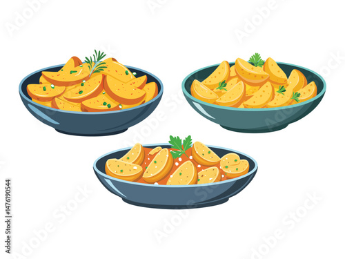 vector illustration of a Bratkartoffeln (Pan-Fried Potatoes)