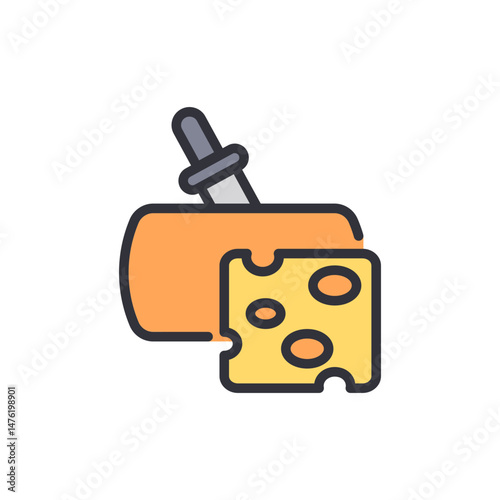 Cheese Wheel With Sliced Piece And Knife Isolated On Transparent