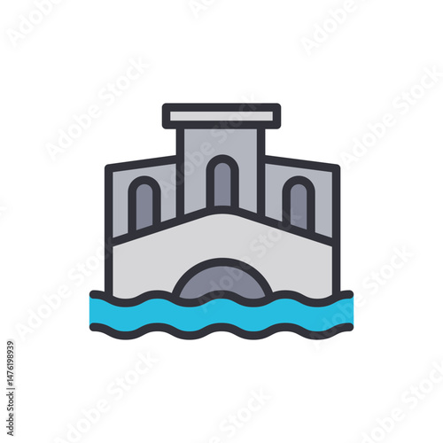 Iconic Waterway Crossing Italian Bridge Design Vector Illustration