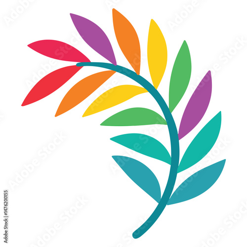 Mexican Otomi flower illustration, Vibrant Fiesta Flower leaf Art, Colorful floral leaves Design, Colorful Mexican Flower Fiesta clipart
