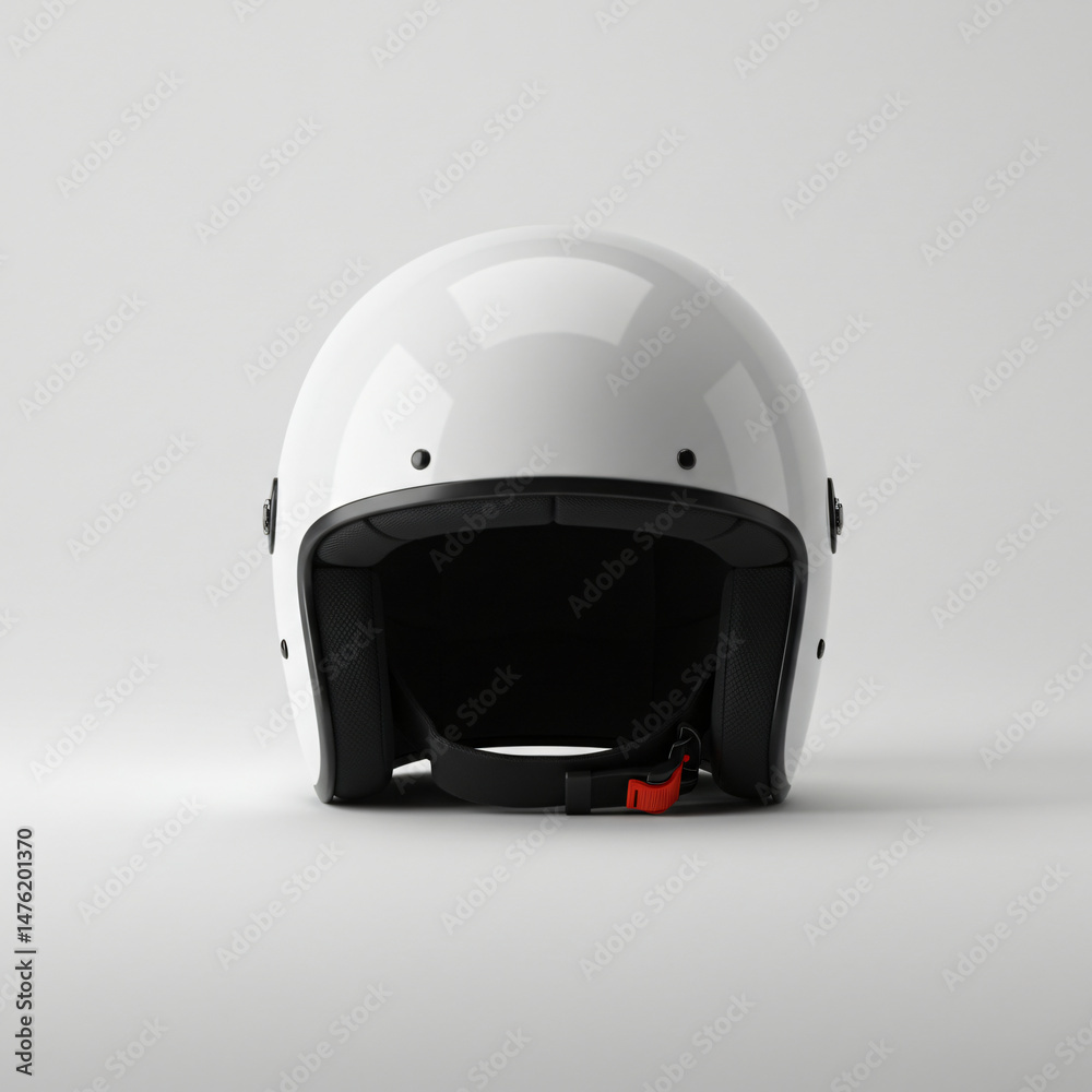 Fototapeta premium White Motorcycle Helmet Front View on White Background