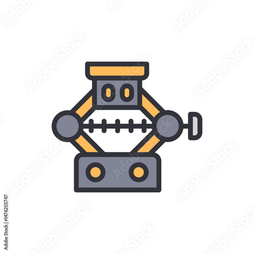 Stylized Illustration Of A Mechanical Car Jack For Lifting Vehicles