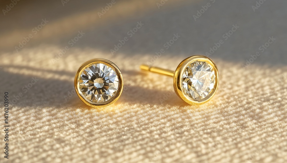 Delicate gold stud earrings with sparkling diamonds. Small, round, and elegant stud earrings featuring brilliant-cut diamonds set in gold. Captured in soft light, showcasing the sparkle and detail Delicate gold stud earrings with sparkling diamonds. Small, round, and elegant stud earrings featuring brilliant-cut diamonds set in gold. Captured in soft light, showcasing the sparkle and detail