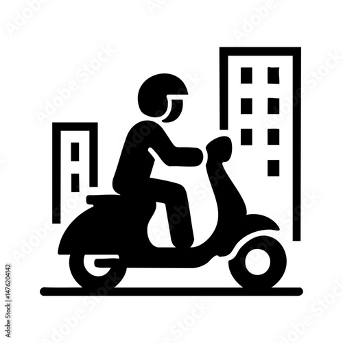 Urban scooter rider with helmet icon