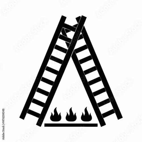 Fire Ladder silhouette vector illustration