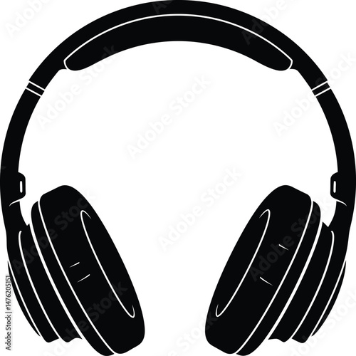 Modern Black and White Headphones Vector
