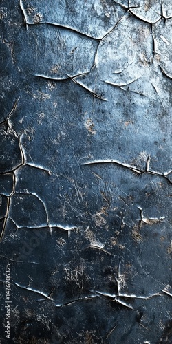 Cracked Paint Texture: Abstract Background, Dark Blue, Weathered Surface, Cracks, Grunge, Vintage, Texture, Material, Rough, Aged