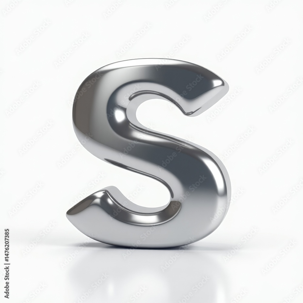 Naklejka premium a 3d chrome metallic s logo