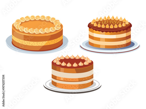 vector illustration of a german food Frankfurter Kranz (Buttercream Cake with Krokant from Frankfurt)