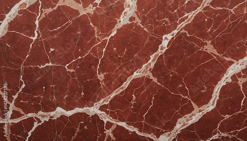 A deep red Rosso Levanto marble with bold white spide