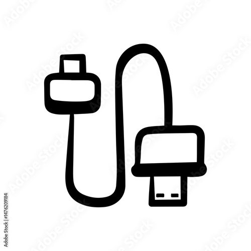 Charging cable doodle vector icon