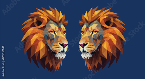 Symmetrical Abstract Geometric Lion Face