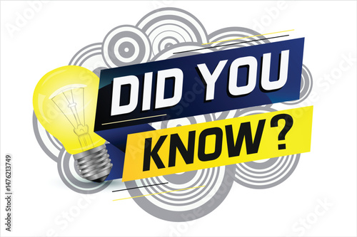 Did you know ? word concept vector illustration with Lamp and 3d style, landing page, template, ui, web, mobile app, poster, banner, flyer, background, gift card, coupon, label, wallpaper	
