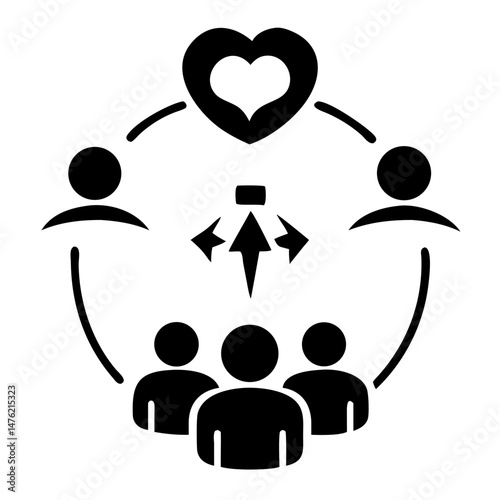 Black silhouette depicting mental health support group with transparency for design use