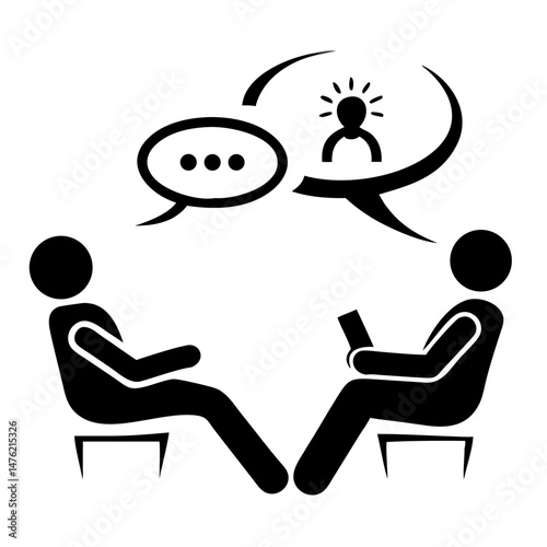 Black silhouette depicting shapes of people during a therapy session illustration