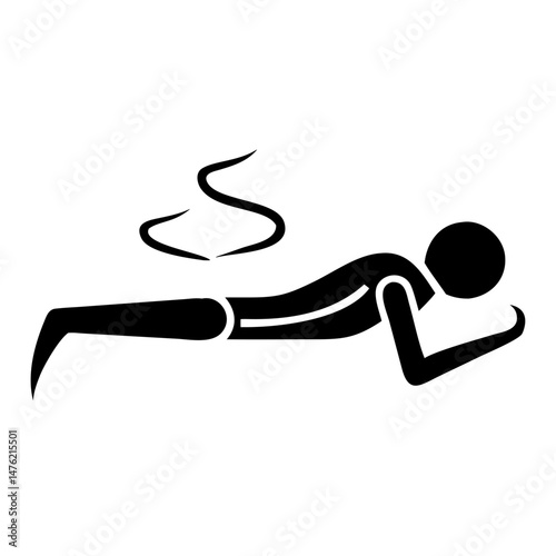 Black silhouette icon of breathing exercise depicting calm and mindfulness practice