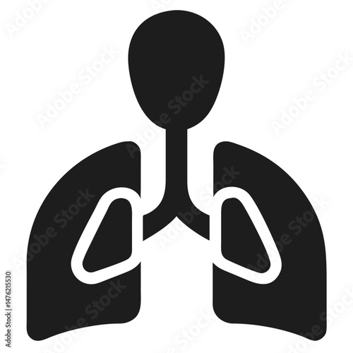 Black silhouette of a lungs and body shape representing breathing exercises for health